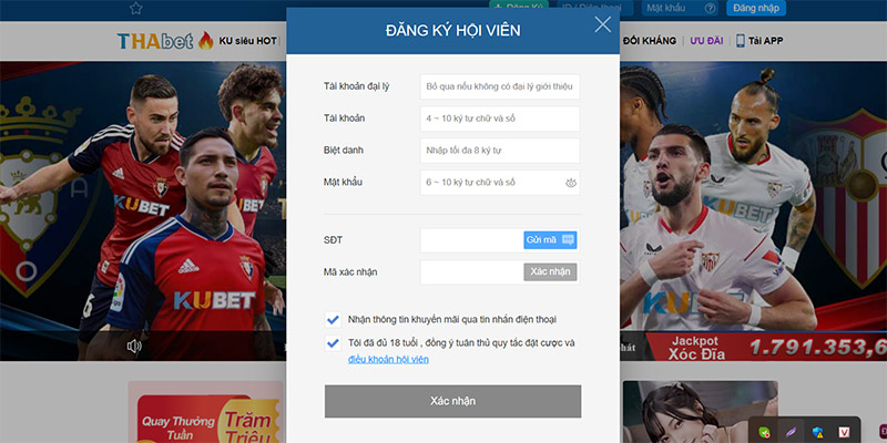 Cách hướng dẫn người chơi đăng ký tài khoản tại Thabet biz